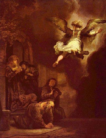  The angel Raphael leaving the family of Tobit.